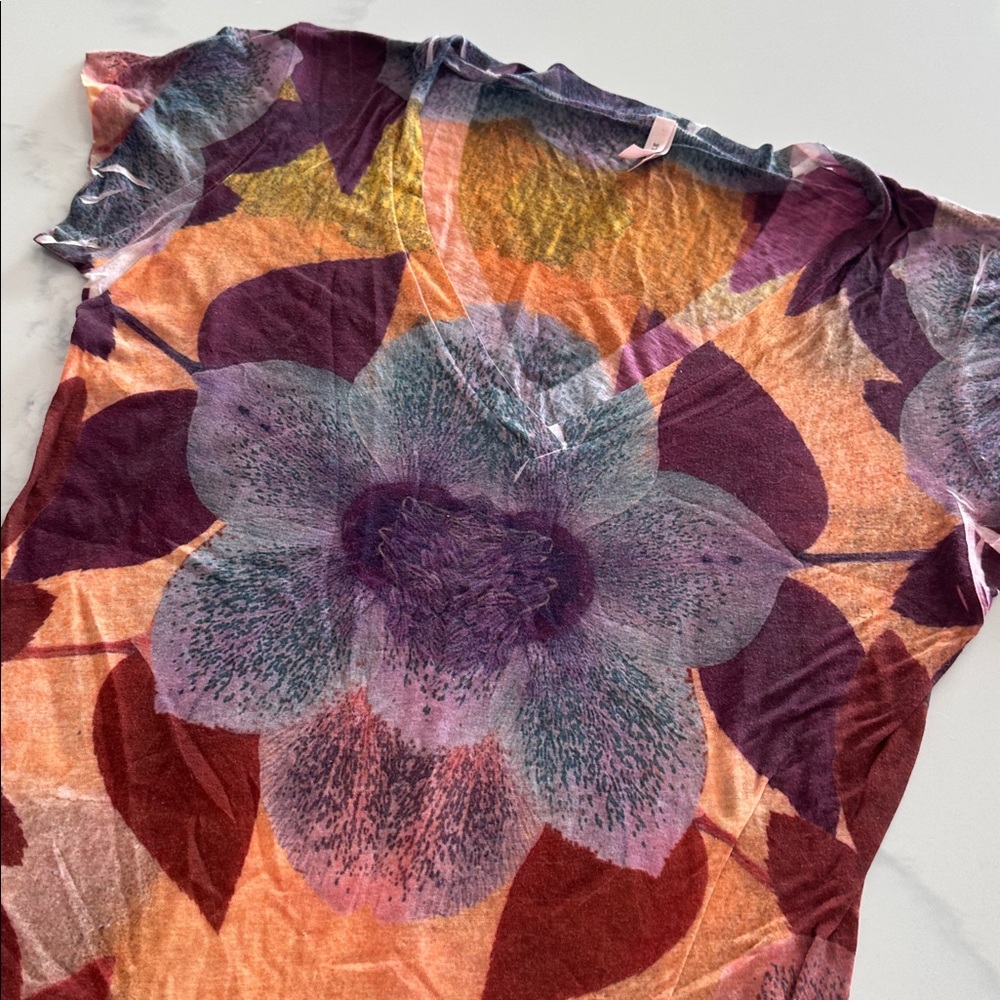 SPARKLE & FADE SIZE L~THIN LITE TEE HAWAIIAN T-SHIRT MAROON ORANGE FESTIVAL TOP
